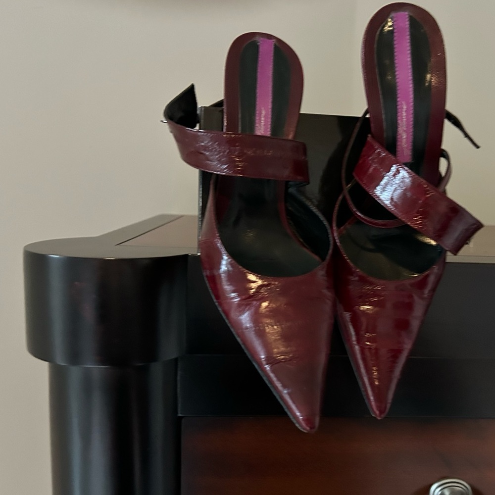 Burgundy Eel Strappy Heels
